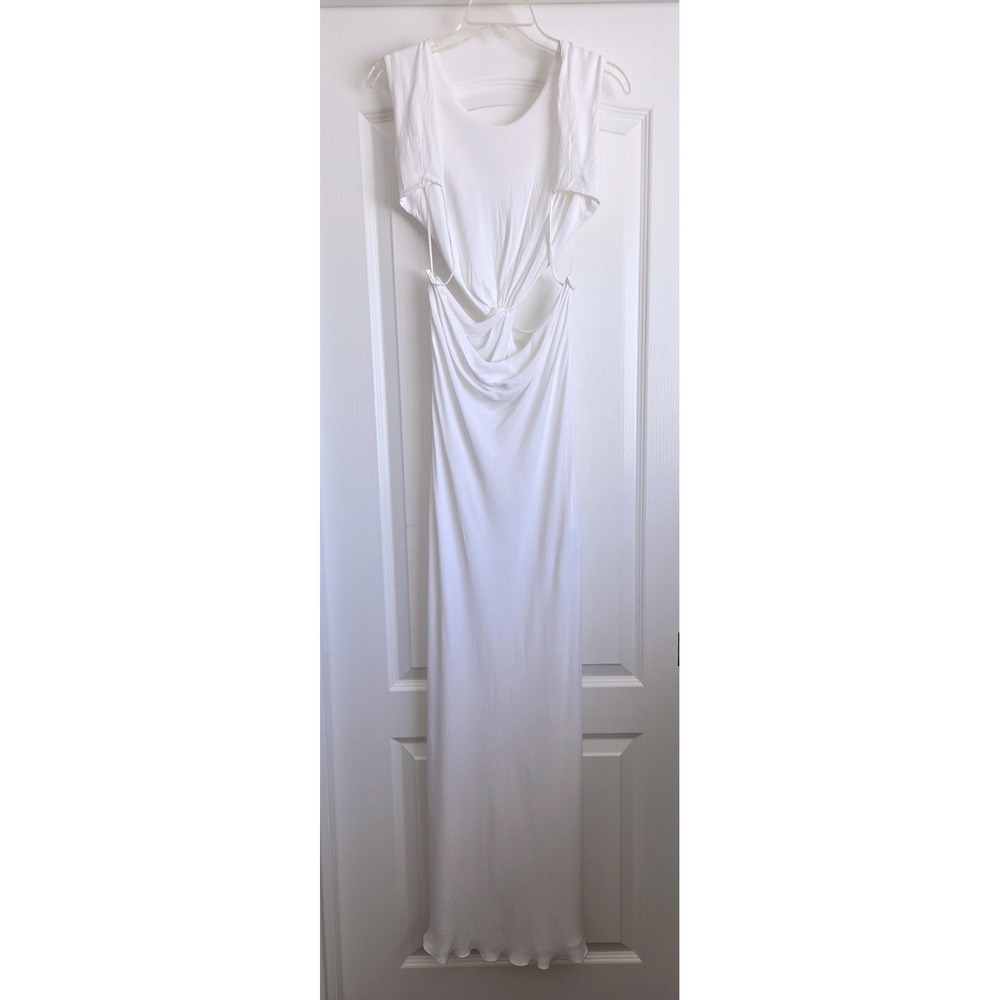 Alberta Ferretti White Twist Front Sleeveless Open Back Cutout Maxi Dress Sz 4 - Picture 4 of 10